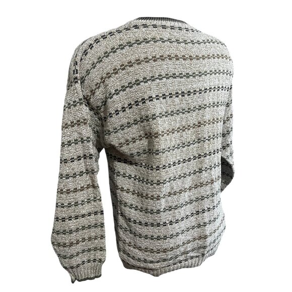 Vintage 1990's Abstract Long Sleeve Knit Sweater Sz Medium Mens Beige Green - Picture 6 of 7